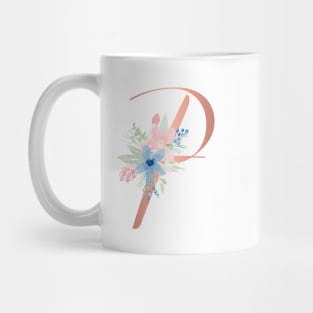 Letter P Rose Gold and Watercolor Blush Pink and Navy Mug